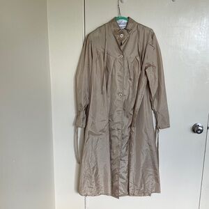 I. Magnin Beige Button-Up Rain Coat